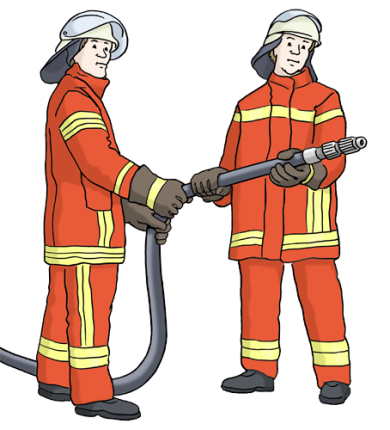 Firefighters Two firemen holding a fire hose.