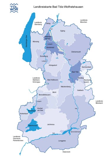 County map The image shows an abstract map of the district. The municipalities are marked.