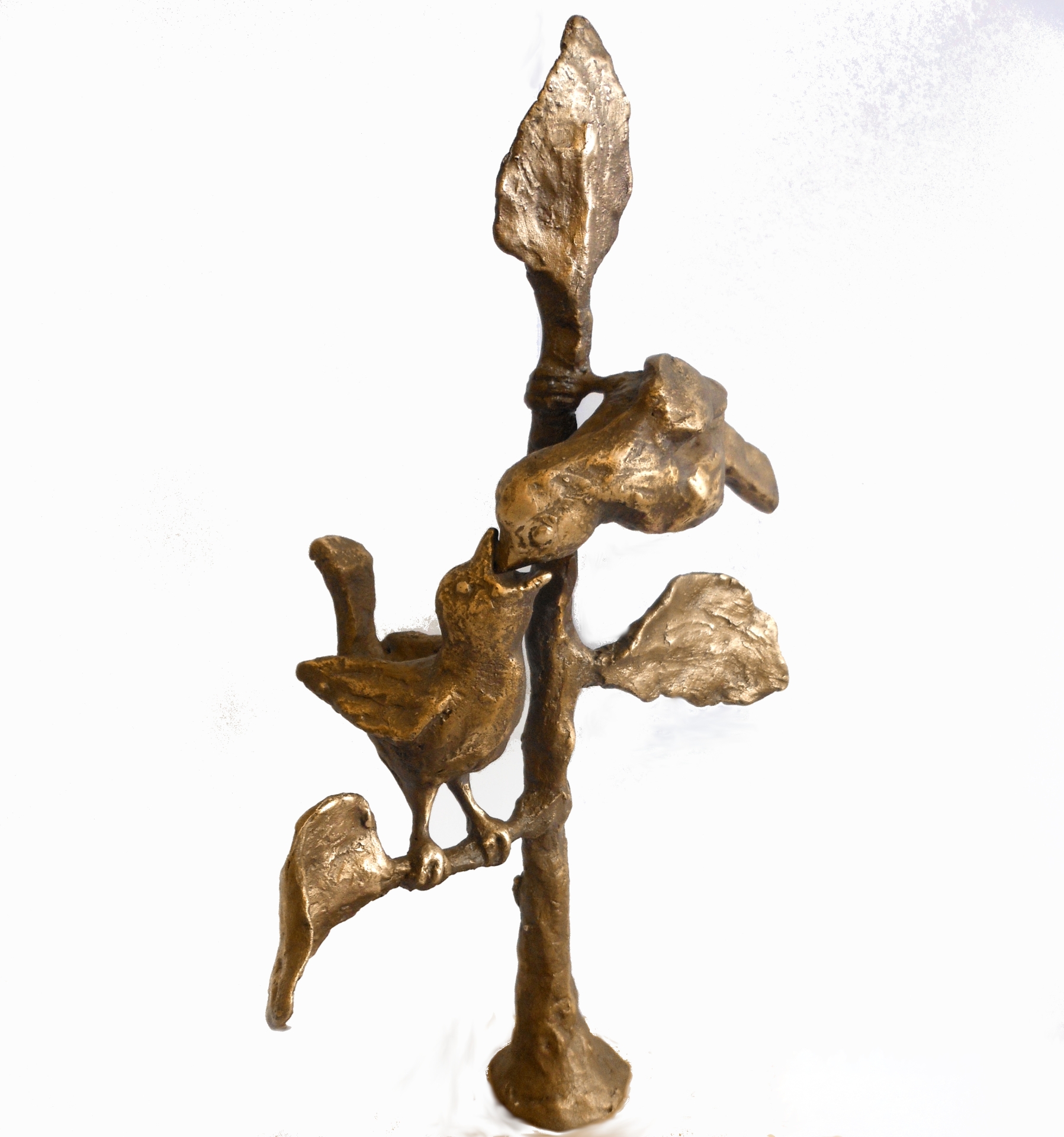 The Environmental Award trophy shows a bird sitting on a leaf and being fed by a second bird from above. The leaves grow out of a stem.