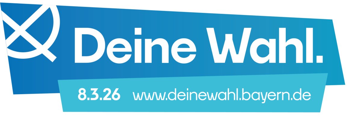 The logo for the Bavarian local elections shows a cross on a circle. Next to it is your choice. Below it is the date 8.3.2026.