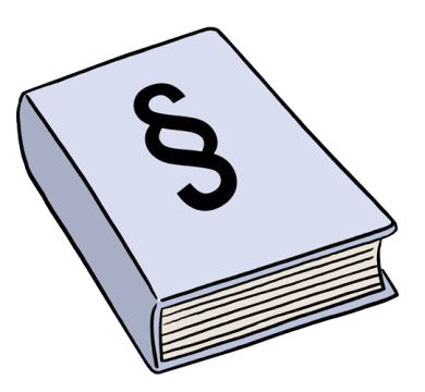 Gesetzbuch Es ist ein dickes Buch zu sehen, auf dessen Einband ein großer Paragraph gedruckt ist.