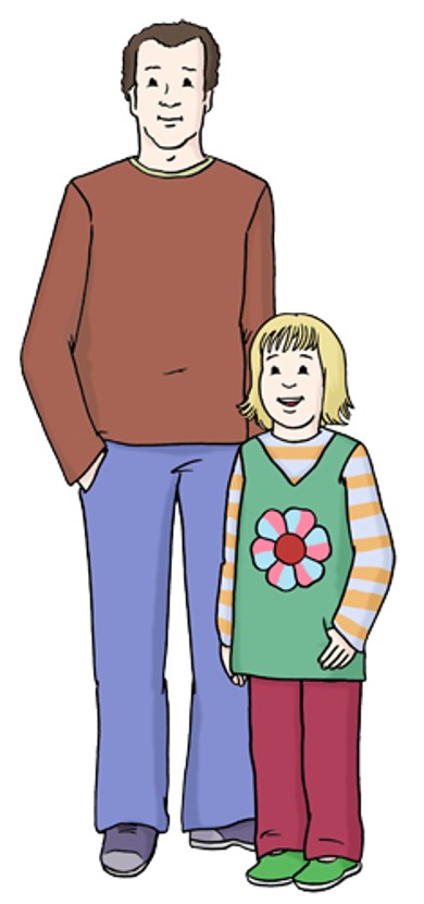 Vater mit Kind Ein Vater steht hinter seiner kleinen Tochter.