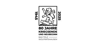 Logo 80 Jahre Kriegsende mit dem Schriftzug 1945 und 2025. Dazwischen steht ein Löwe. Unter dem Löwen steht 80 Jahre.