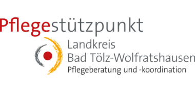 Schrift in Rot und grau auf weißem Grund: Pflegestützpunkt - Landkreis Bad Tölz-Wolfratshausen - Pflegeberatung und Koordination