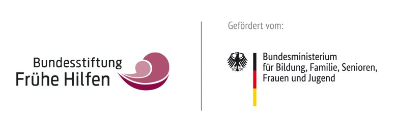 Logos der Bundesstiftung Frühe Hilfen und des Bundesministeriums für Bildung, Familie, Senioren, Frauen und Jugend.“ links Logo Bundesstiftung Frühe Hilfen , vertikale Trennlinie, rechts Logo Bundesministerium für Bildung, Familie, Senioren, Frauen und Jugend