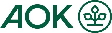 Links Schriftzug AOK, rechts Logo: stilisierter Baum im Kreis